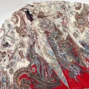 Peck‎ & Peck Paisley Floral Sheer Kimono Jacket Coverup Made In USA Size L